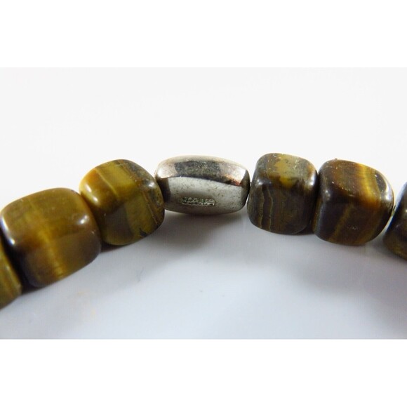 For Repurpose 22 Square Tiger Eye Beads One Silver Oval "Hope" Bead - Picture 3 of 11